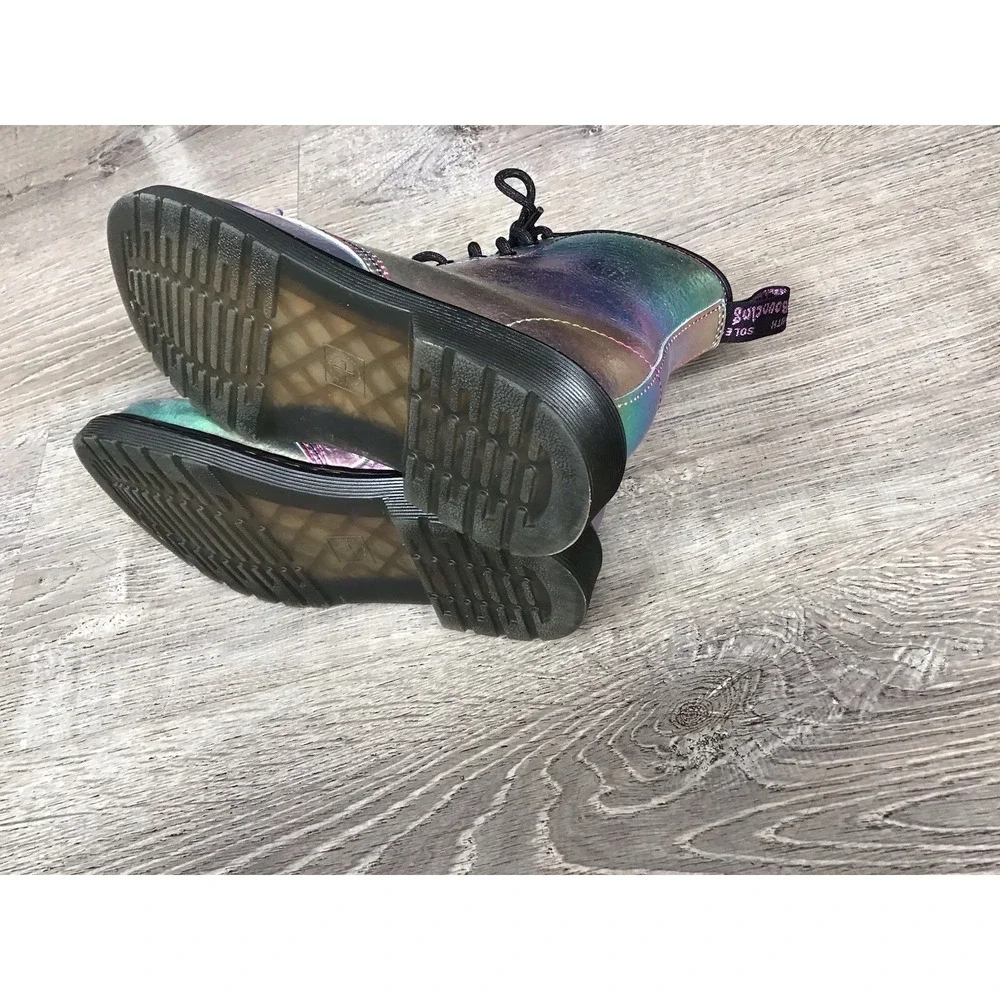 Dr Martens Iridescent Boots 1460 J Juniors Youth Size 4 Ankle Boot Purple Green